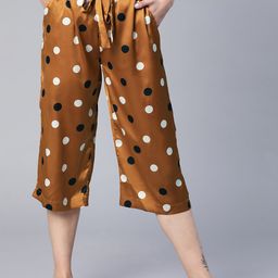 Oxolloxo Women Polka Dot Printed Mid Rise Satin Elasticated Lounge Pants-image-46