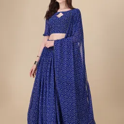 PMD Fashion Bandhani Printed Semi-Stitched Lehenga & Unstitched Blouse With Dupatta image 1