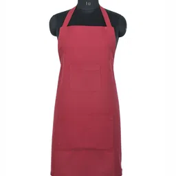 House This Saut & Serve Maroon Cotton Apron With Pockets-image-46