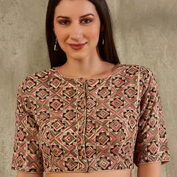SALWAR STUDIO Geometric Printed Cotton Saree Blouse-picture-36