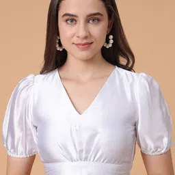 Frolic Rolic V-Neck Puff Sleeves Blouse-image-92
