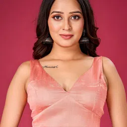 flaher V-Neck Silk Ready To Wear Saree Blouse-image-76