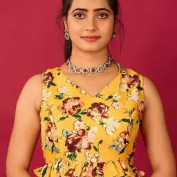 flaher Floral Printed Satin Readymade Saree Blouse-image-77