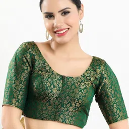 SALWAR STUDIO Jacquard Woven Design Readymade Saree Blouse-49