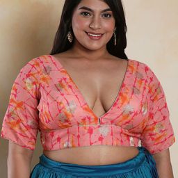 SALWAR STUDIO V -Neck Woven Design Brocade Readymade Saree Blouse-image-36