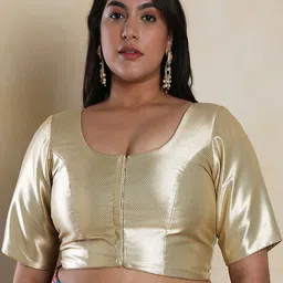 SALWAR STUDIO Women Plus Size Shimmer Readymade Saree Blouse-picture-6