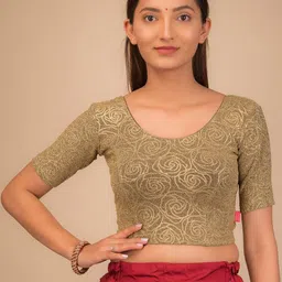 Bindigasm's Advi Self Design Stretchable Saree Blouse-image-5