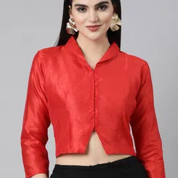 Souchii Shawl Collar Knot Saree Blouse-image-63
