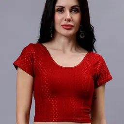 Plus Size Woven Design Short Sleeve Saree Blouse-31