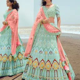 ODETTE Embroidered Semi-Stitched Lehenga & Unstitched Blouse With Dupatta-picture-29