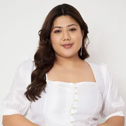 studio rasa Plus Size Square Neck Puff Sleeves Saree Blouse-image-5