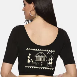NOT YET by us Women Printed Round Neck Saree Blouse-picture-27