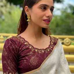 Bindigasm's Advi Embroidered Stretchable Jacquard Saree Blouse-picture-48