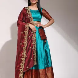 Fabcartz Beads and Stones Semi-Stitched Lehenga & Unstitched Blouse With Dupatta-picture-12