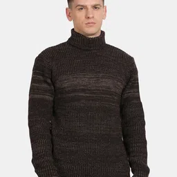 t-base Abstract Self Design Turtle Neck Ribbed Pullover image 1