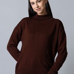 Club York Women Turtle Neck Long Sleeves Acrylic Pullover-image-78