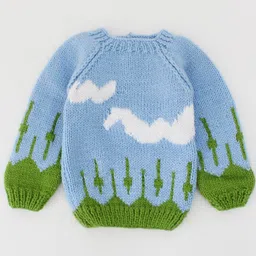 Woonie Unisex Kids Blue & Green Pullover-image-86