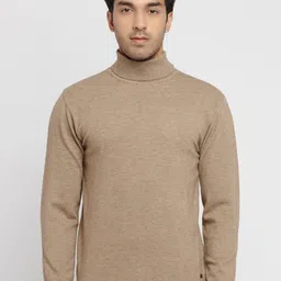 Status Quo Men Ribbed Hemline Turtle Neck Pullover Acrylic Sweater-image-77