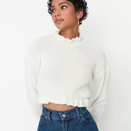 Trendyol Women Off White Crop Pullover-image-44