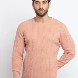 Status Quo Men Coral Cable Knit Cotton Pullover Sweater-image-73