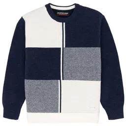 Status Quo Boys Colourblocked Checked Acrylic Pullover-image-56