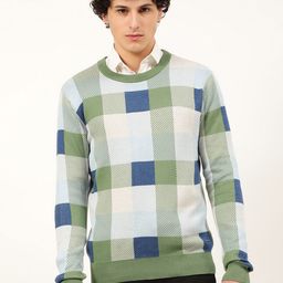 HARSAM Men Checked Pure Cotton Pullover-image-130
