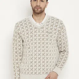 Duke Checked V-Neck Acrylic Pullover-image-61