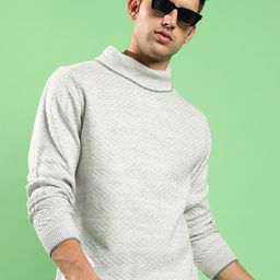 Campus Sutra Chevron Self Design Turtle Neck Cotton Pullover Sweater-image-45