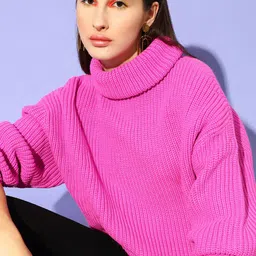 STREET 9 Women Fuchsia Ribbed Pullover Sweater-image-23