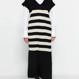 Trendyol Striped Acrylic Longline Pullover Sweaters-5