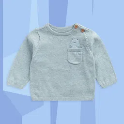 mothercare Boys Blue Pure Cotton Bear Patchwork Pullover-image-47