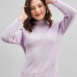 FEMEA Ribbed Turtle Neck Pure Cotton Pullover-image-86