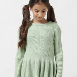 Vero Moda Girls Self Design Round Long Sleeve Pullover Sweaters-image-41