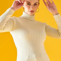 98 Degree North Striped Turtle Neck Acrylic Pullover-image-28
