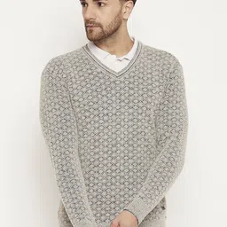 Duke Geometric Self Design V-Neck Acrylic Pullover-image-81