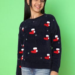 Natilene Girls Conversational Self Design Pullover Sweaters-image-40