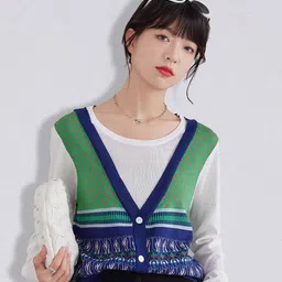 JC Collection Women Green & Blue Printed Pullover-image-40