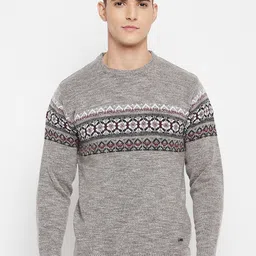 Duke Men Grey & Off White Printed Pullover-picture-17