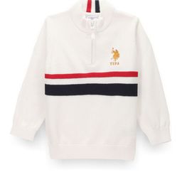 U.S. Polo Assn. Kids Boys Striped Mock Collar Pure Cotton Pullover-picture-4