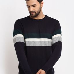 Club York Men Black & Grey Striped Pullover-image-42