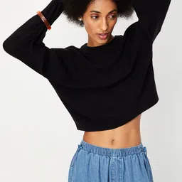 max Women Black Crop Pullover-image-83