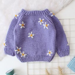 Woonie Girls Self Design Floral Pullover Sweater-picture-32