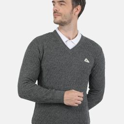 Monte Carlo Men Grey Long Sleeves V-Neck Pullover-image-22