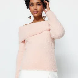 Trendyol Off Shoulder Fuzzy Pullover-24