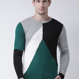 Club York Men Green & Black Colourblocked Pullover-image-96