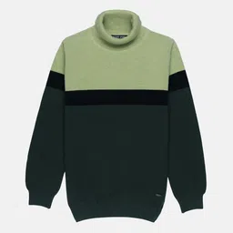 Status Quo Boys Olive Green & Black Colourblocked Pullover-image-27