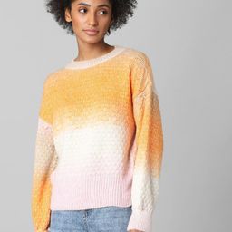 ONLY Women Orange & White Colourblocked Pullover-image-15