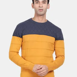 t-base Colourblocked Long Sleeves Cotton Pullover-picture-42