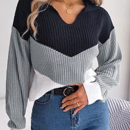 StyleCast Grey Colourblocked Long Sleeves Pullover Sweater-image-31
