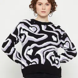 KASMA Abstract Printed Woollen Pullover-picture-49